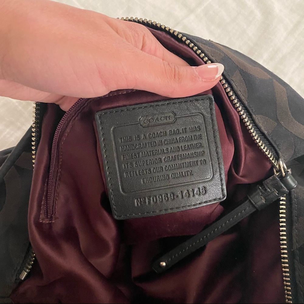 SOLD Coach op art black sateen hobo bag - Picture 5 of 12